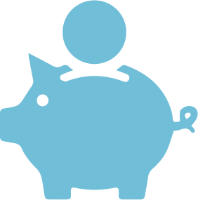 Icono de hucha de cerdito con moneda del Sistema Génesis descalcificador no salino