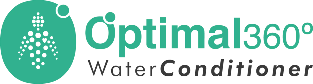 Logotipo del monomando OPTIMAL 360º de Hidrosalud con el subtexto "Water Conditioner"