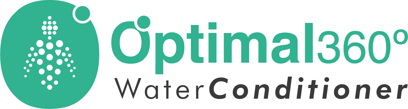 Logotipo del monomando OPTIMAL 360º de Hidrosalud con el subtexto "Water Conditioner"